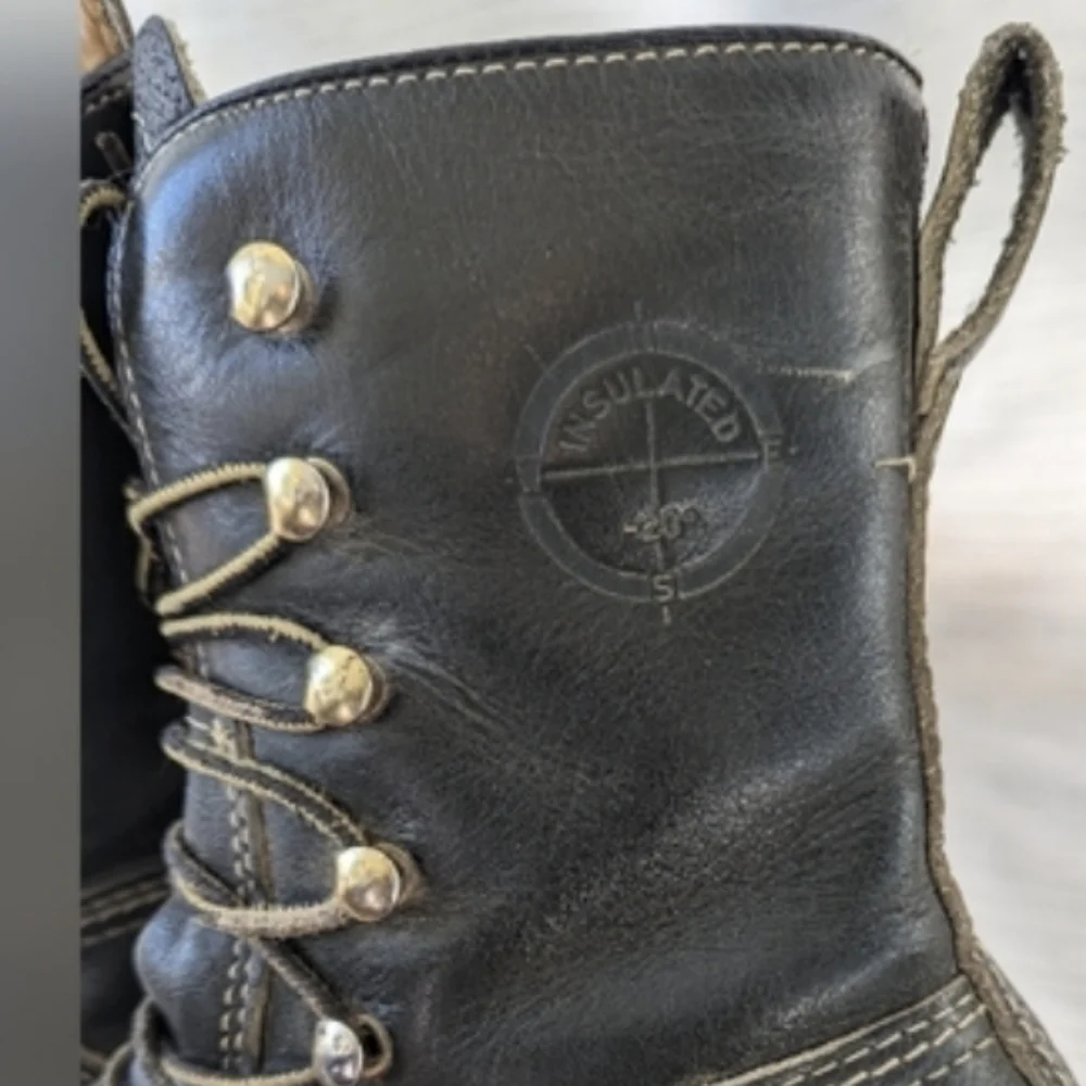 Vintage Herman Survivor Mans Dark Green Leather Combat Boot Size 8